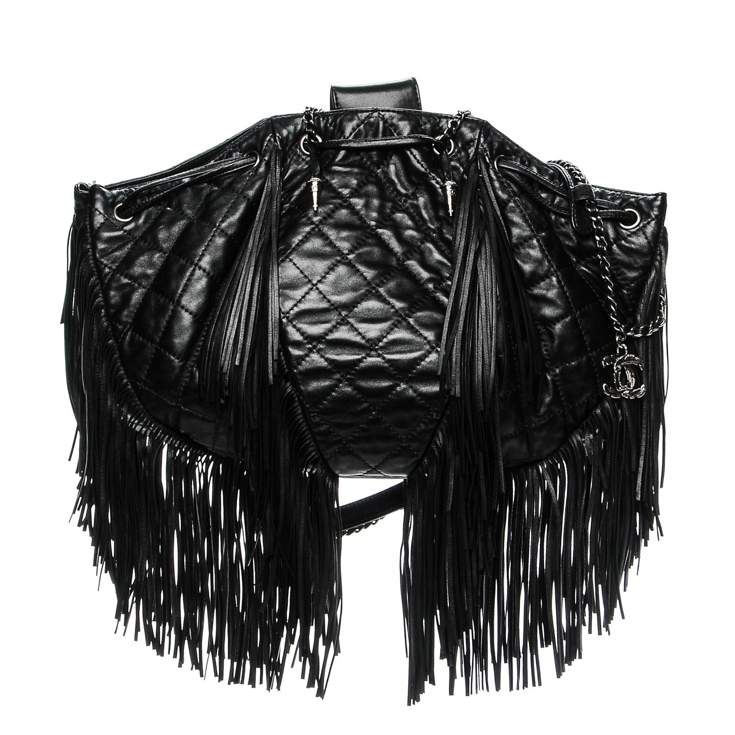 Chanel Lambskin Quilted Western Baluchon Fringe Bag Black 1 of 7