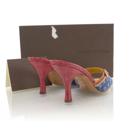Louis Vuitton Denim Monogram Mules 37.5 3 of 6
