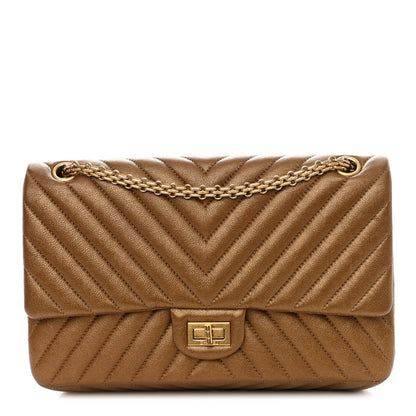 Chanel Metallic Calfskin Chevron Quilted 2.55 Reissue 226 Flap Gold 1 of 10