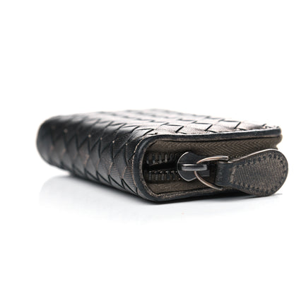 Bottega Veneta Metallic Grosgrain Intrecciato Zip Around Wallet Dark Silver 6 of 8