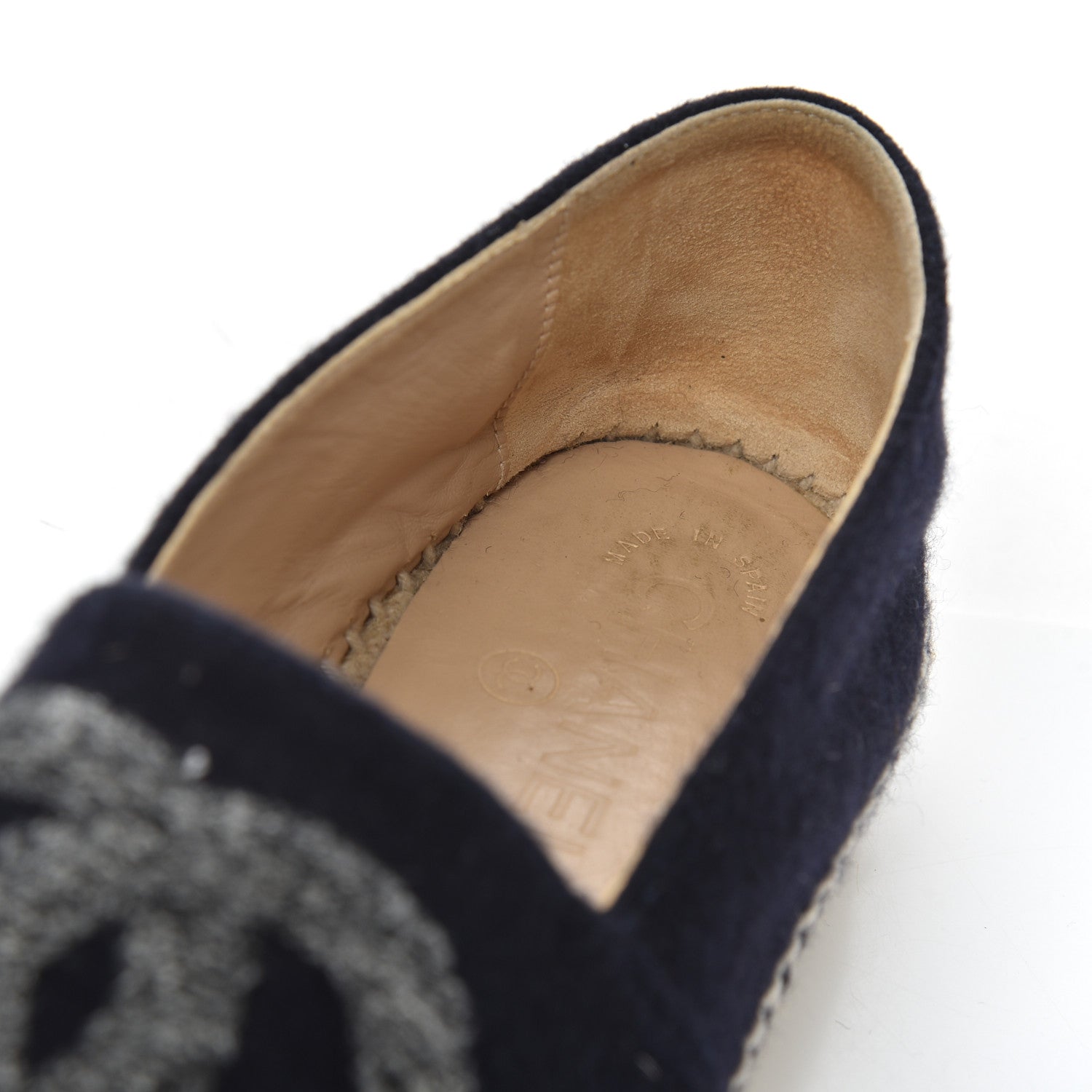 Chanel Velvet Tweed CC Espadrilles 38 Navy Grey 22 of 22