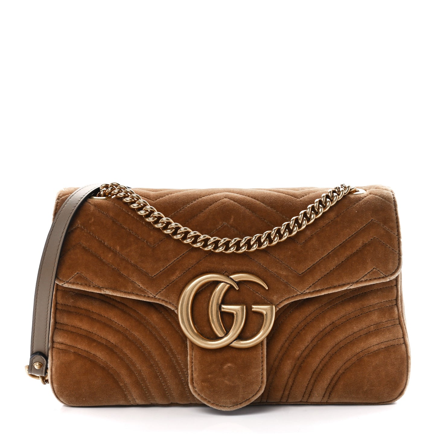 Velvet Matelasse Medium GG Marmont Shoulder Bag Taupe