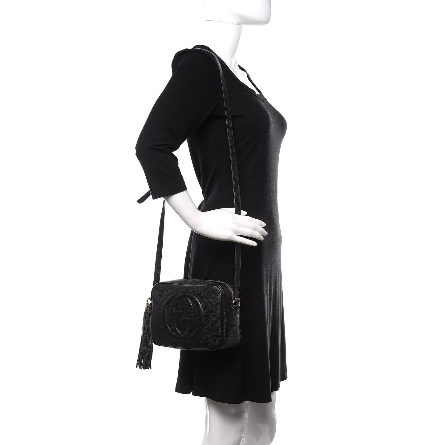 Pebbled Calfskin Small Soho Disco Bag Black