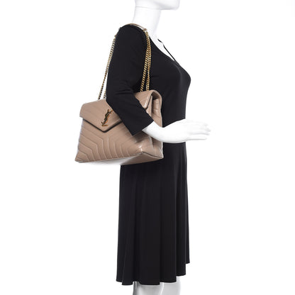 Saint Laurent Calfskin Y Quilted Monogram Medium Loulou Chain Satchel Dusty Grey 2 of 11