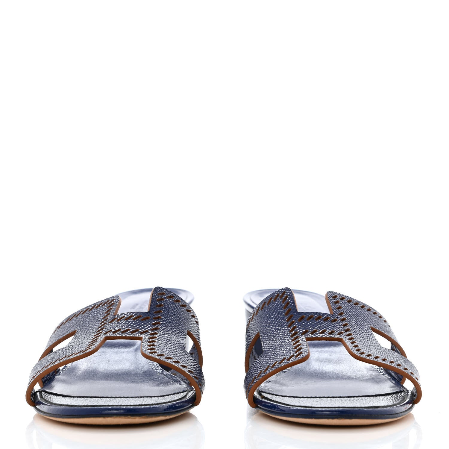 Hermes Patent Epsom Oasis Sandals 38.5 Bleu Saphir 2 of 10