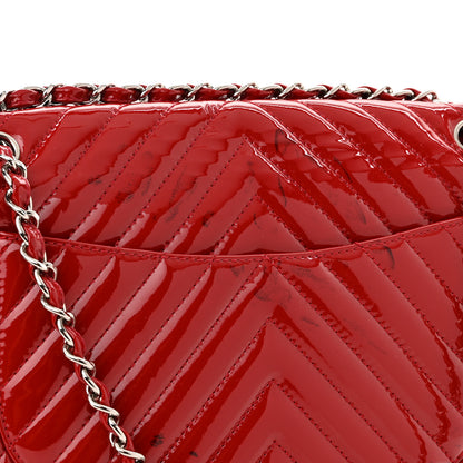 Chanel Patent Chevron Quilted Maxi Single Flap Red 12 of 12