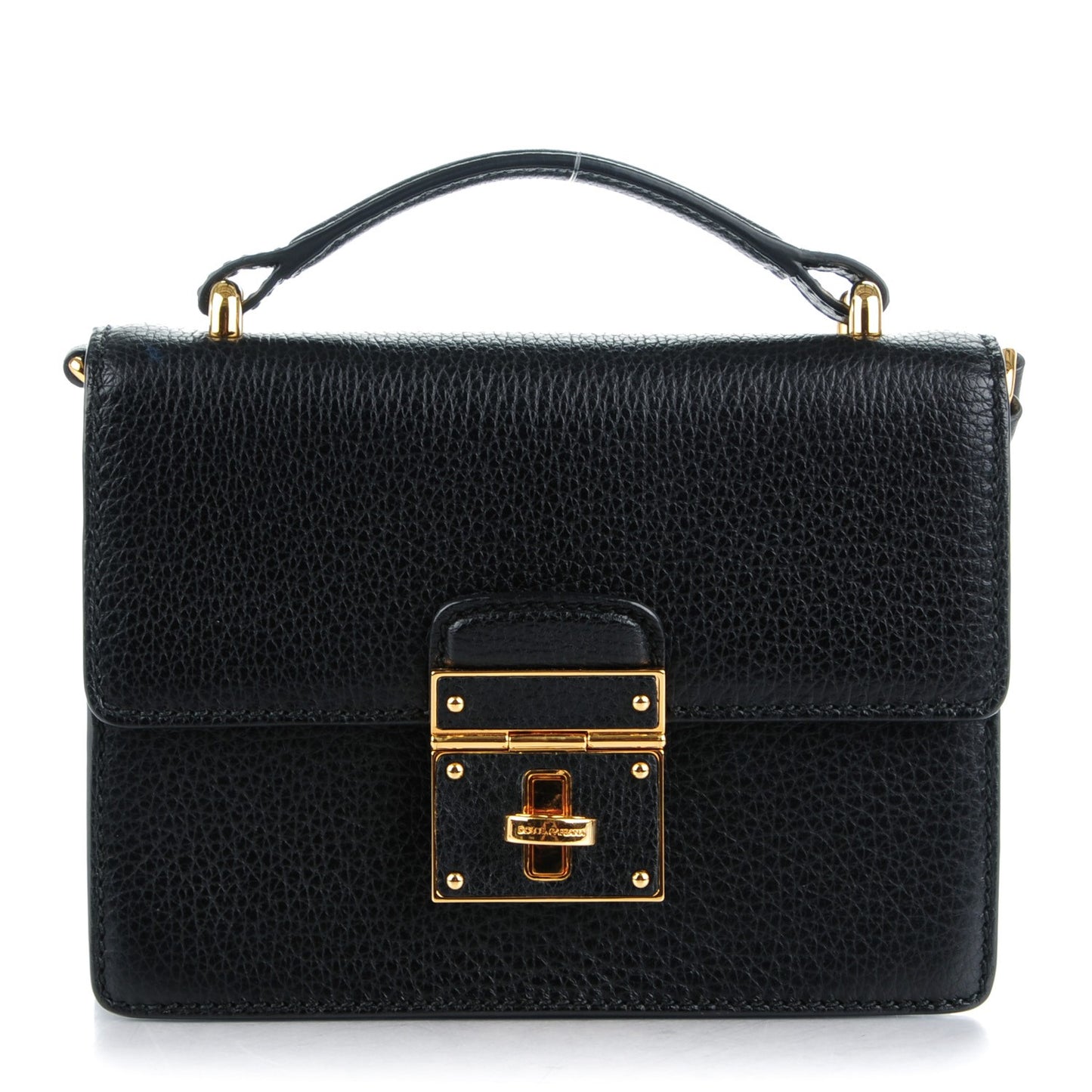 Grained Calfskin Mini Rosalia Trunk Crossbody Bag Black