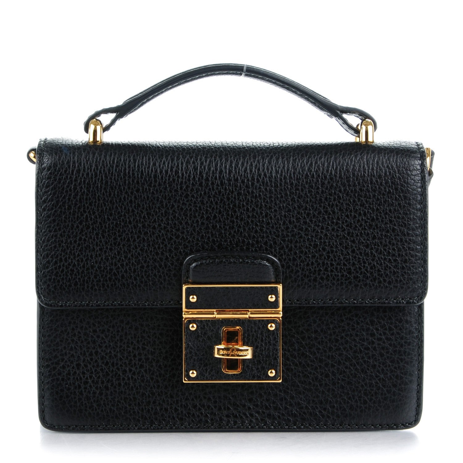 Dolce & Gabbana Grained Calfskin Mini Rosalia Trunk Crossbody Bag Black 1 of 7