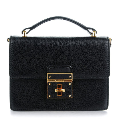 Dolce & Gabbana Grained Calfskin Mini Rosalia Trunk Crossbody Bag Black 1 of 7