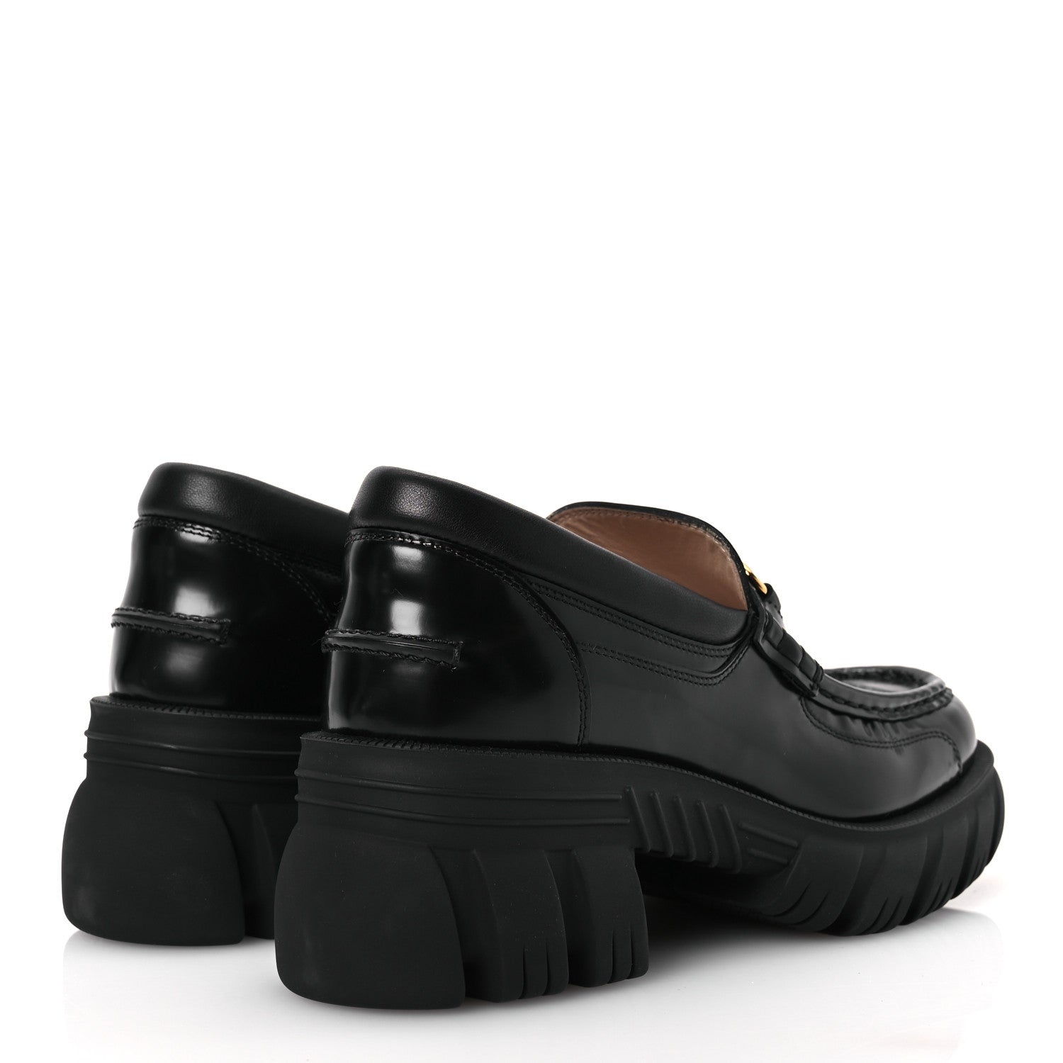 Gucci Magnum Calfskin Nappa Samoa Womens Horsebit Platform Chunky Lug Sole 40mm Loafers 41 Black 5 of 12