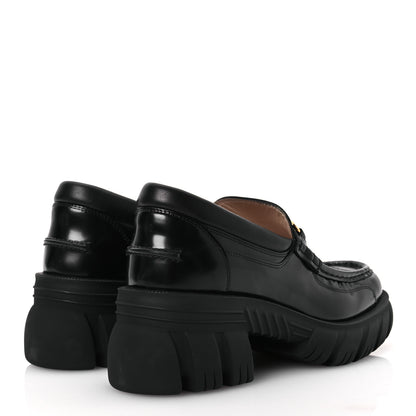 Gucci Magnum Calfskin Nappa Samoa Womens Horsebit Platform Chunky Lug Sole 40mm Loafers 41 Black 5 of 12
