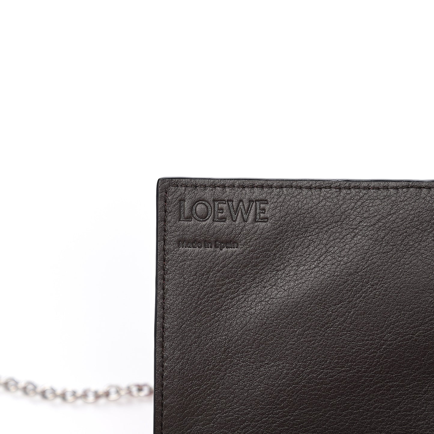 Grained Calfskin Chain Wallet Burnt Red