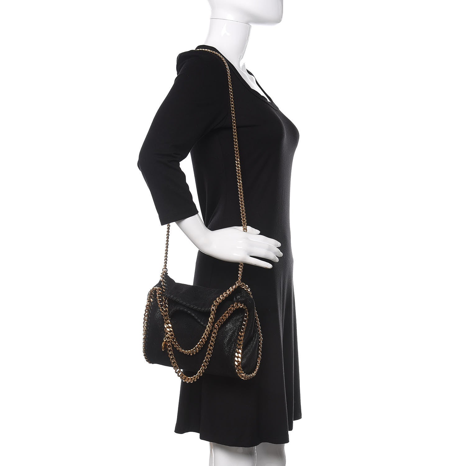 Stella McCartney Shaggy Deer Mini Falabella Fold Over Tote Black 2 of 9