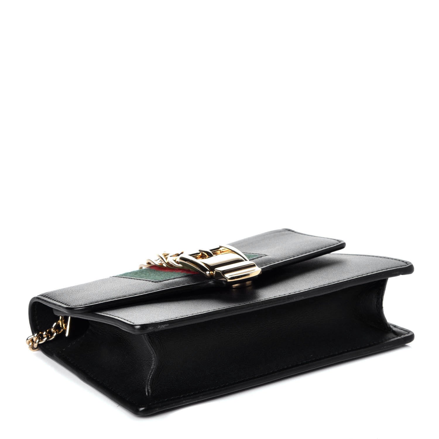 Gucci Calfskin Super Mini Sylvie Chain Shoulder Bag Black 4 of 10