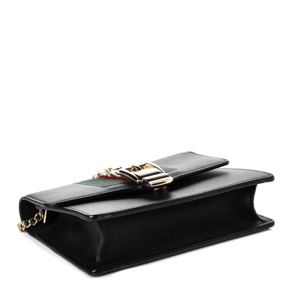 Gucci Calfskin Super Mini Sylvie Chain Shoulder Bag Black 4 of 10