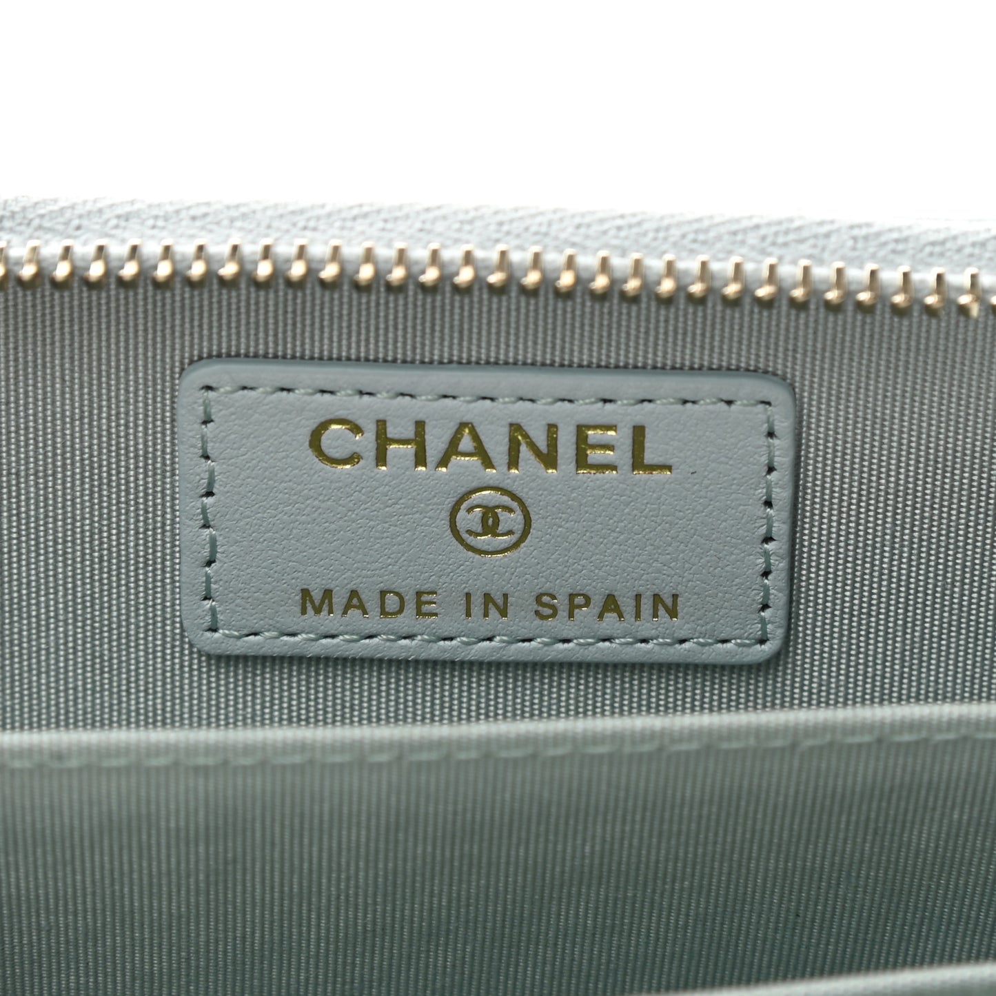 Lambskin Quilted Chanel 19 Zip Around Coin Purse Wallet Light Blue