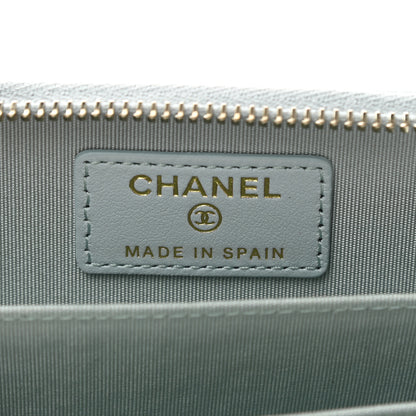 Chanel Lambskin Quilted Chanel 19 Zip Around Coin Purse Wallet Light Blue 6 of 8
