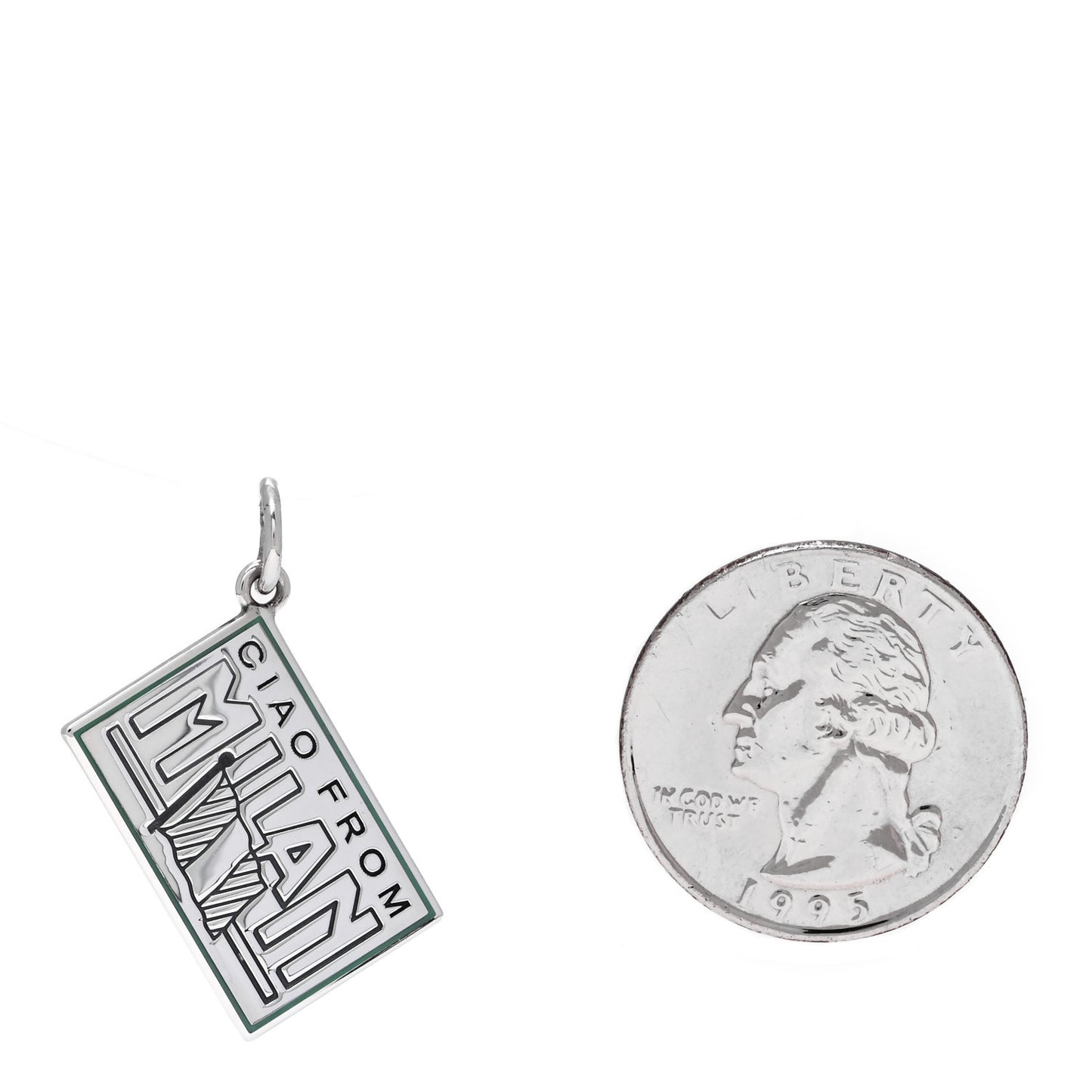 Sterling Silver Enamel Milan Postcard Charm Blue