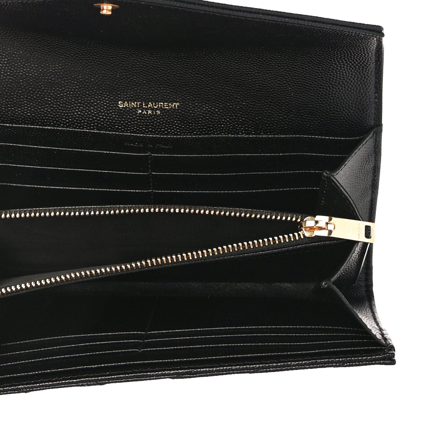 Saint Laurent Grain De Poudre Matelasse Chevron Monogram Flap Wallet Black 5 of 9