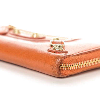 Balenciaga Agneau Classic Hardware Continental Zip Around Wallet Tangerine 13 of 15