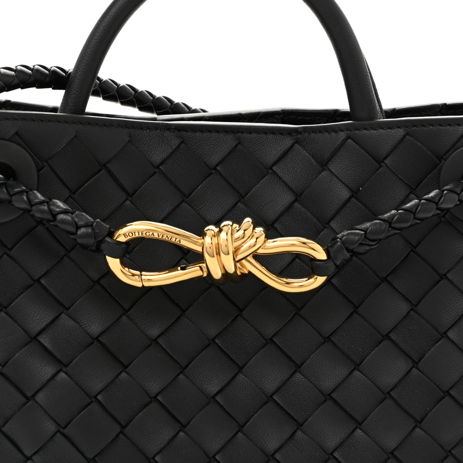 Bottega Veneta Nappa Intrecciato Small Andiamo Shoulder Bag Black