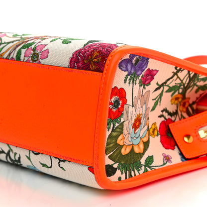 Gucci Canvas Medium Flora Tote White Multicolor Orange Fluo 9 of 11