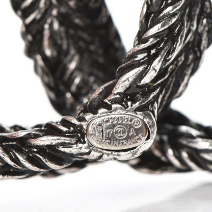 Chanel Crystal Ruthenium Braided CC Brooch 5 of 6