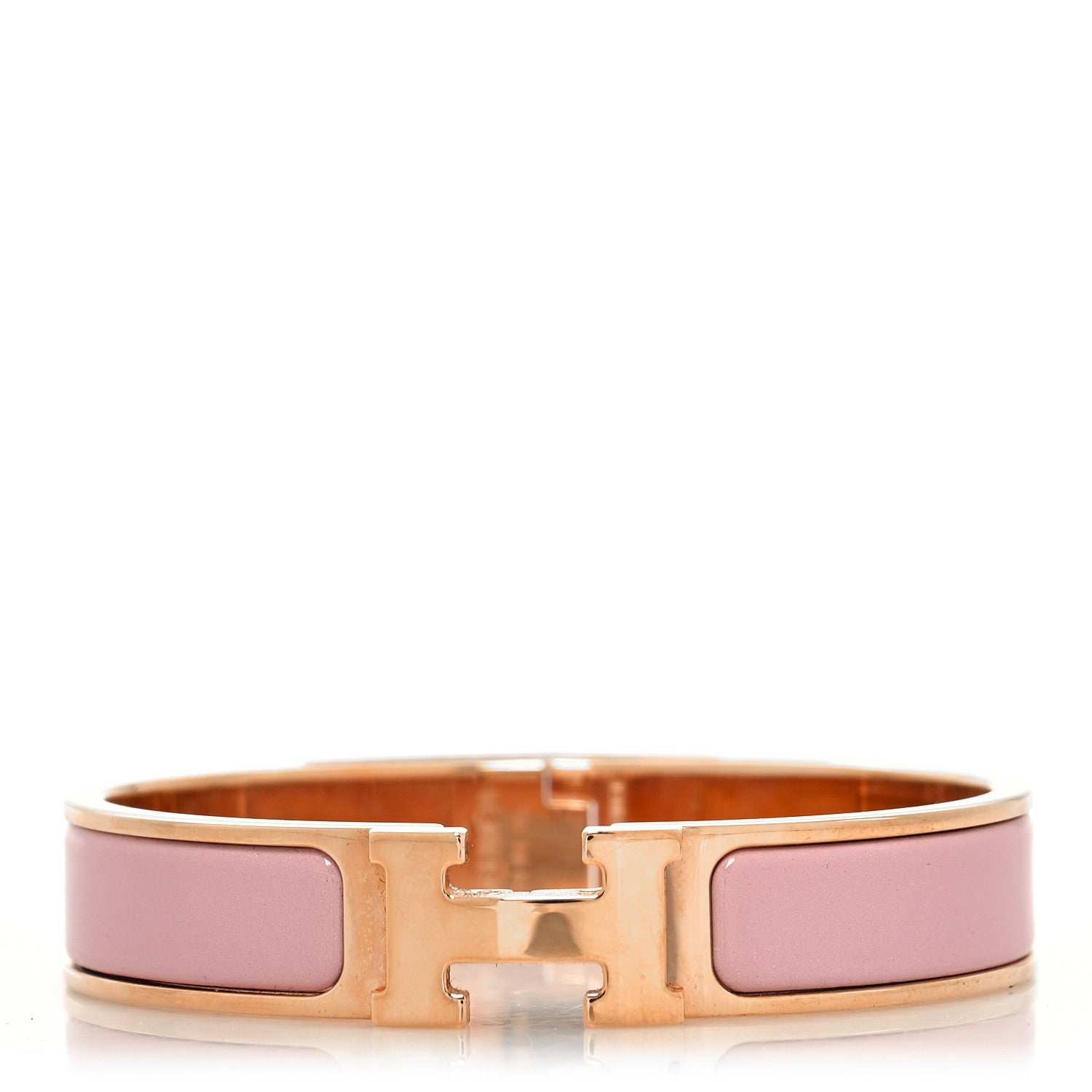 Hermes Enamel Narrow Clic Clac H Bracelet GM Bois De Rose 1 of 6