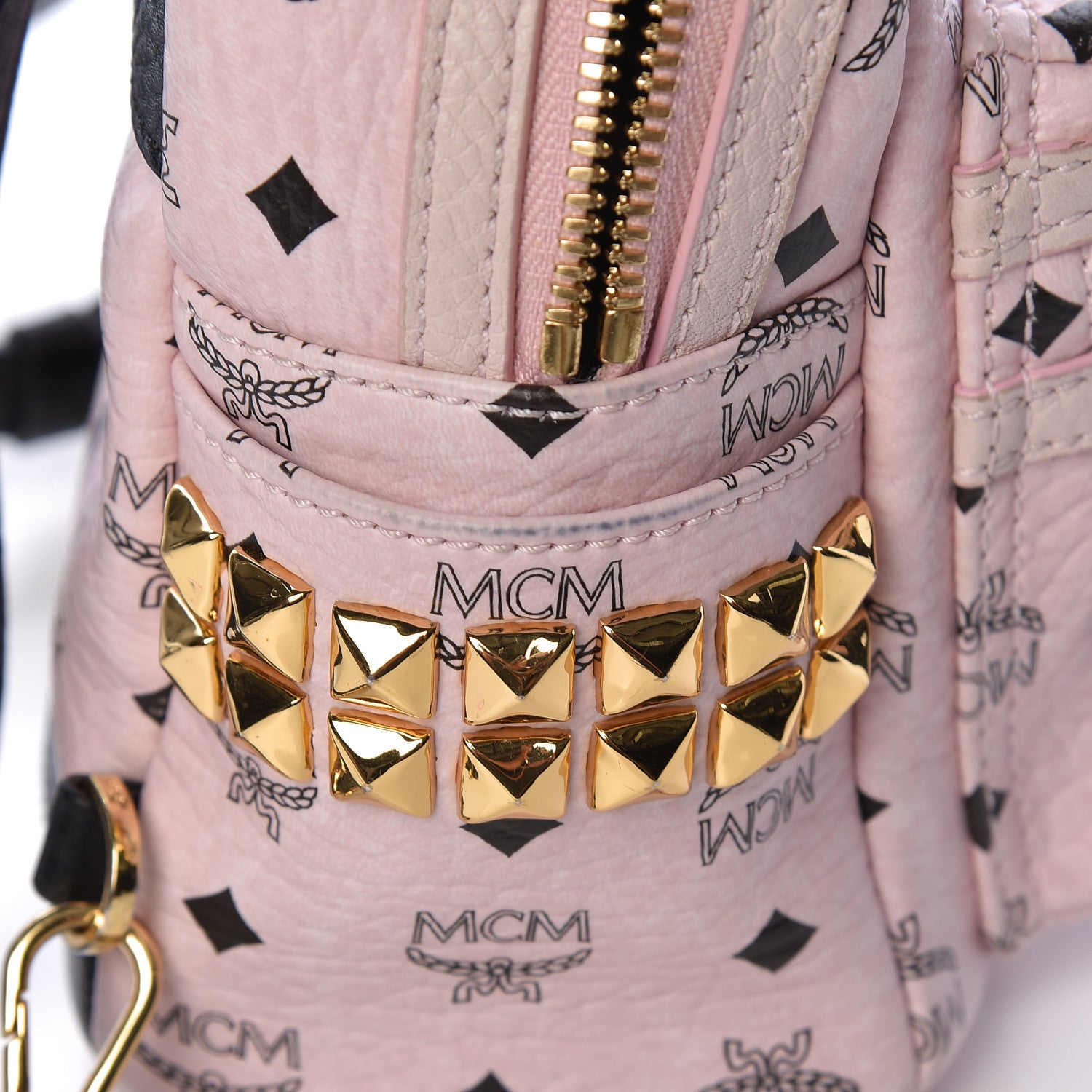 MCM Visetos Side Stud X-Mini Stark Backpack Pink 11 of 11