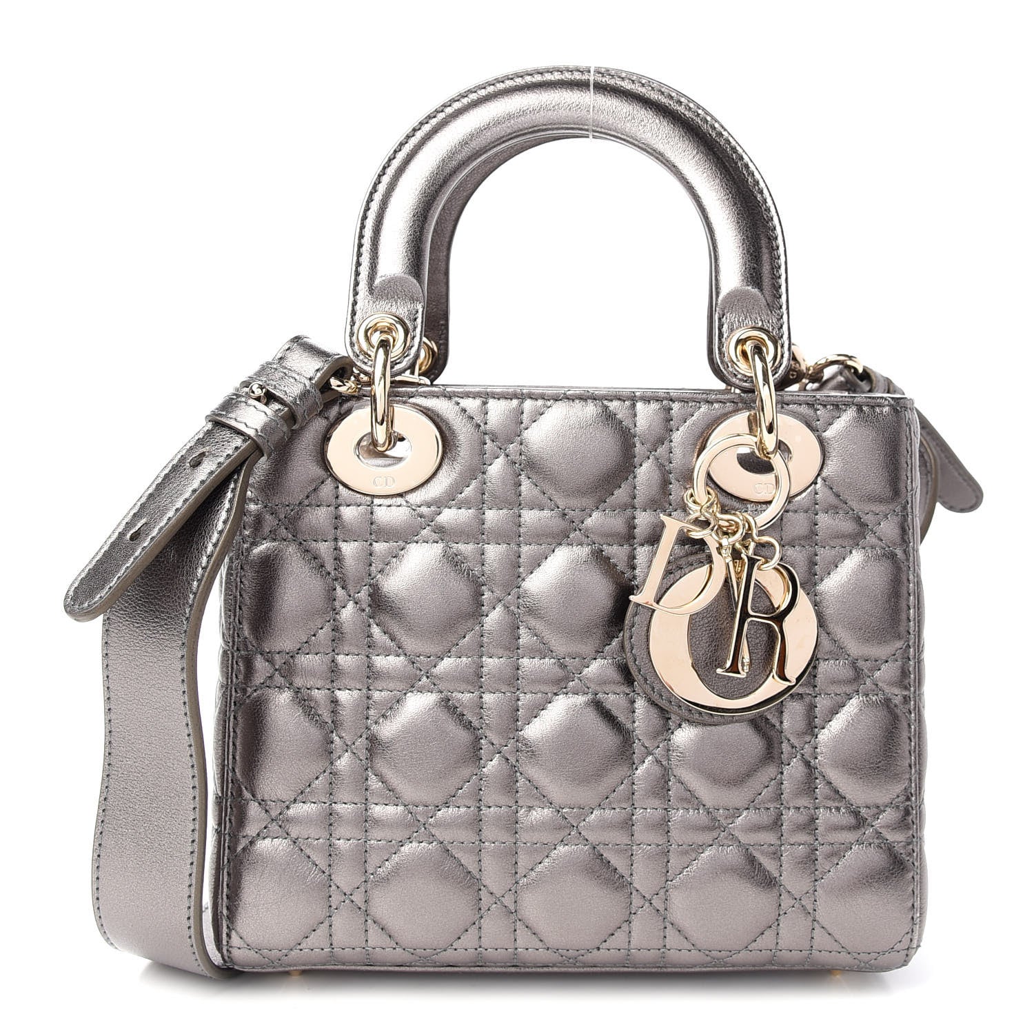 Christian Dior Metallic Grained Calfskin Cannage My ABCDior Lady Dior Gunmetal 1 of 9