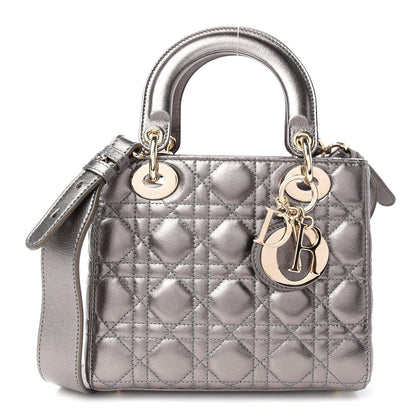Christian Dior Metallic Grained Calfskin Cannage My ABCDior Lady Dior Gunmetal 1 of 9