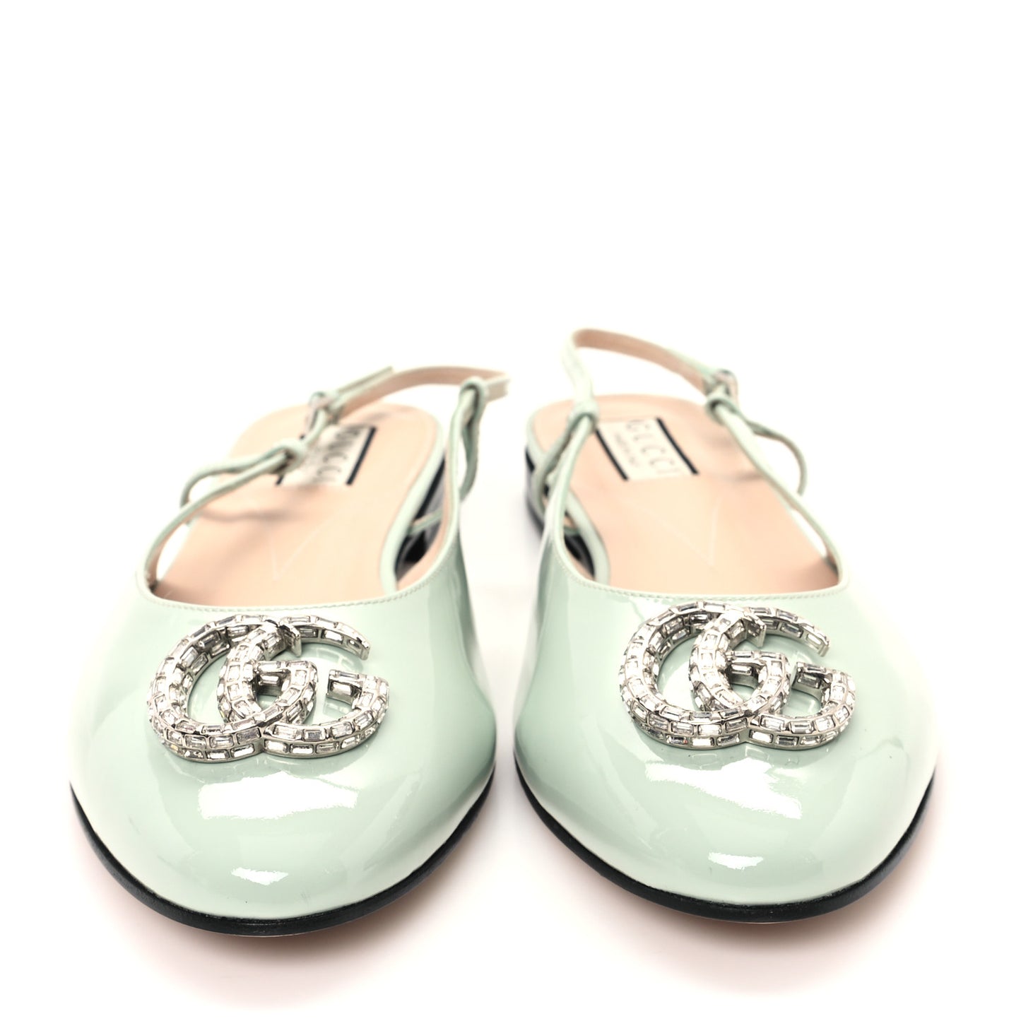 Vernice Crystal GG Ballet Flats 41 Salvy Green