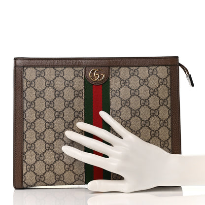 Gucci GG Supreme Monogram Web Ophidia Pouch Brown 2 of 10