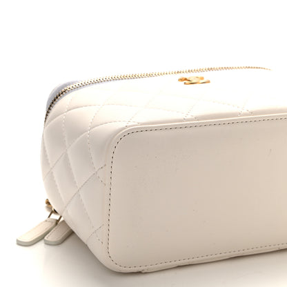 Chanel Lambskin Quilted Pearl Crush Small Vanity Case With Chain White 9 of 10