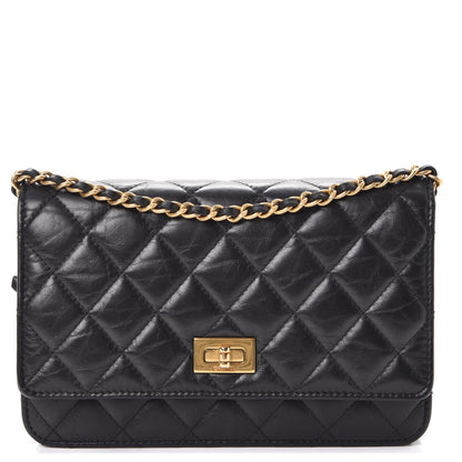 Chanel Aged Calfskin Quilted Reissue Wallet On Chain WOC Black 1 of 9