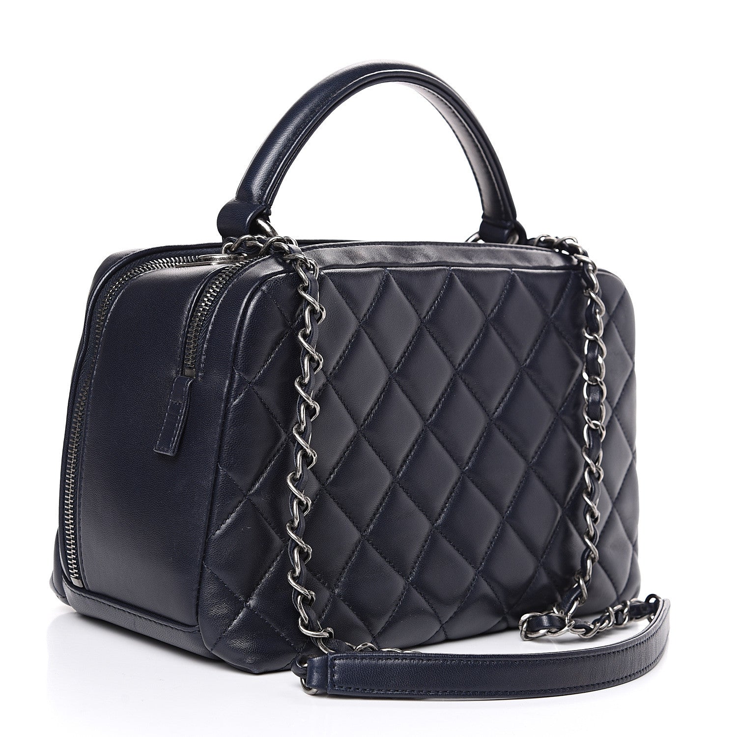 Chanel Lambskin Quilted Medium Trendy CC Bowling Bag Navy 2 of 12