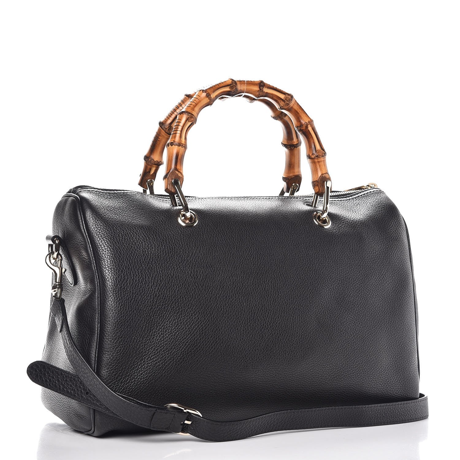 Gucci Calfskin Bamboo Medium Shopper Boston Black 4 of 11
