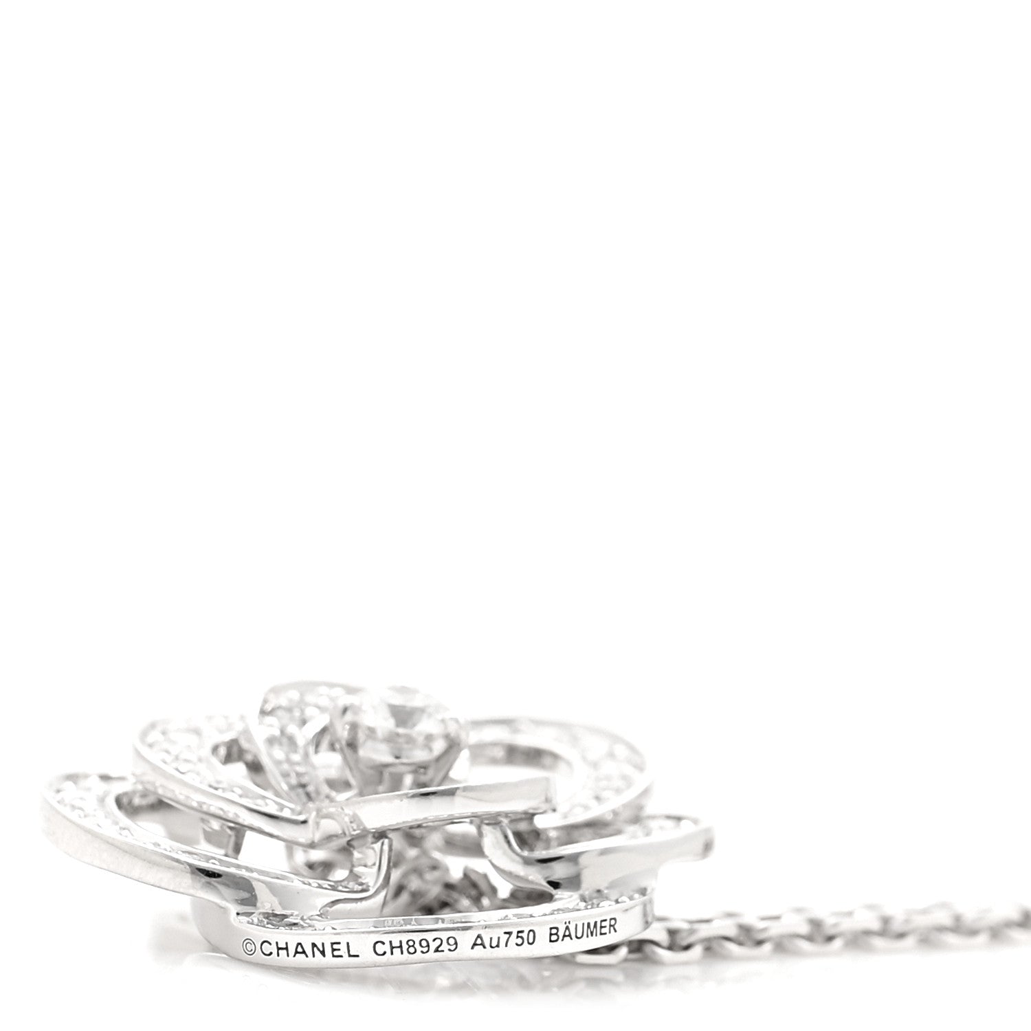Chanel 18K White Gold Diamond Small Fil De Camelia Pendant Necklace 5 of 5