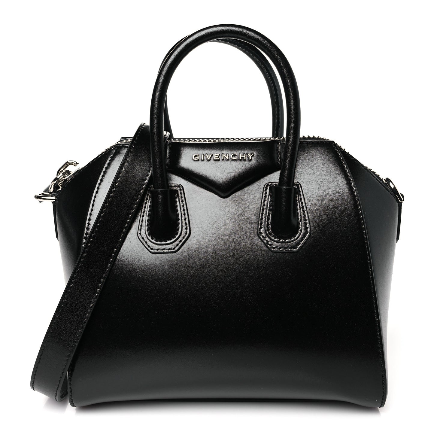 Shiny Lord Calfskin Mini Antigona Black