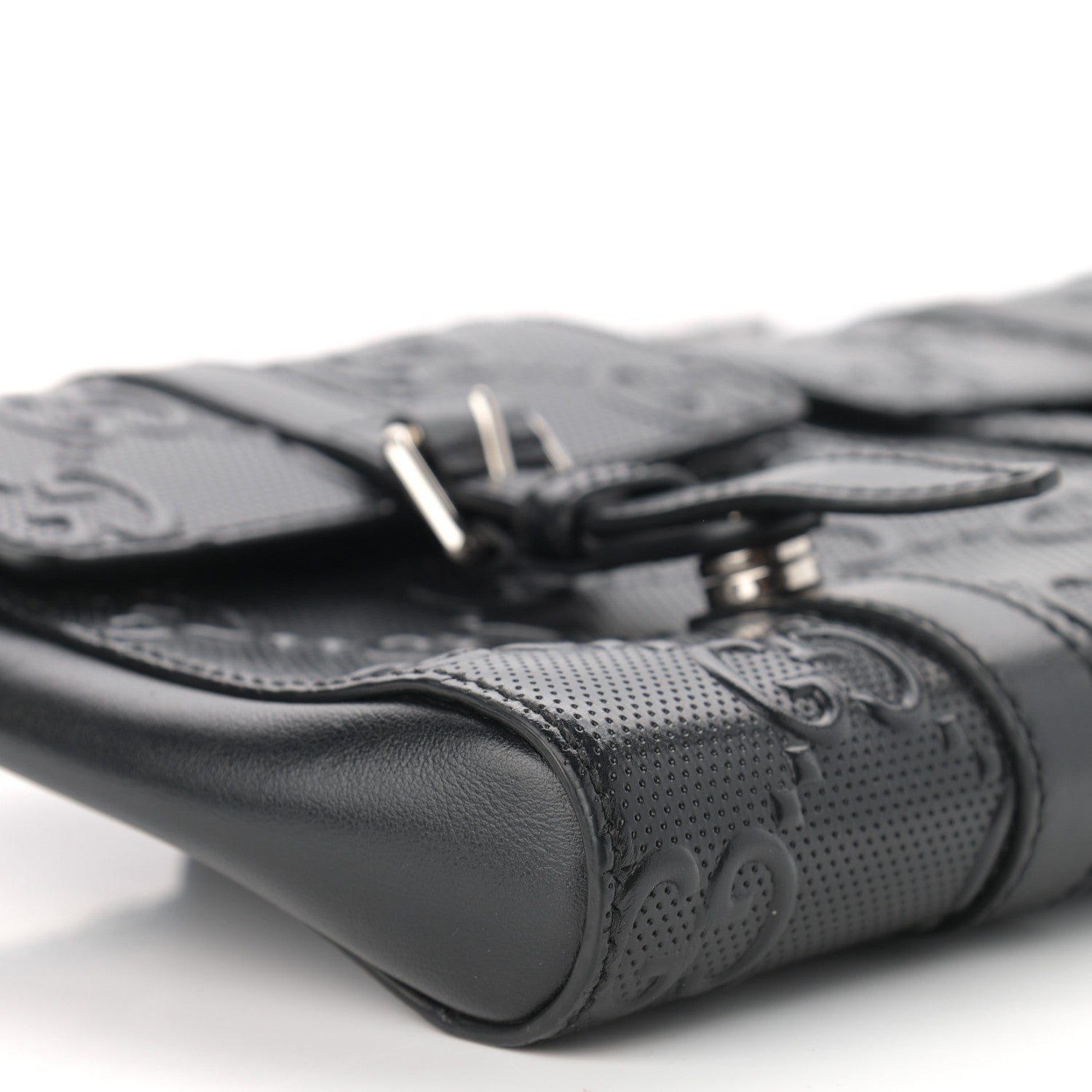 Gucci Calfskin GG Tennis Embossed 2 Detachable Pouch Belt Bag Black 10 of 11