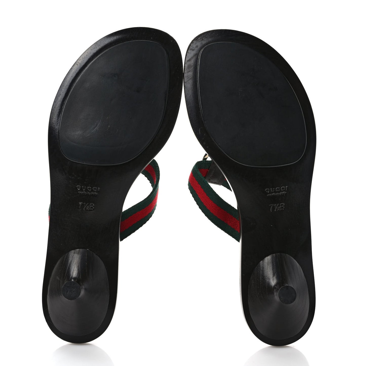 Nylon Calfskin Web Womens Thong Low Heel Sandals 7.5 Green Red Cocoa