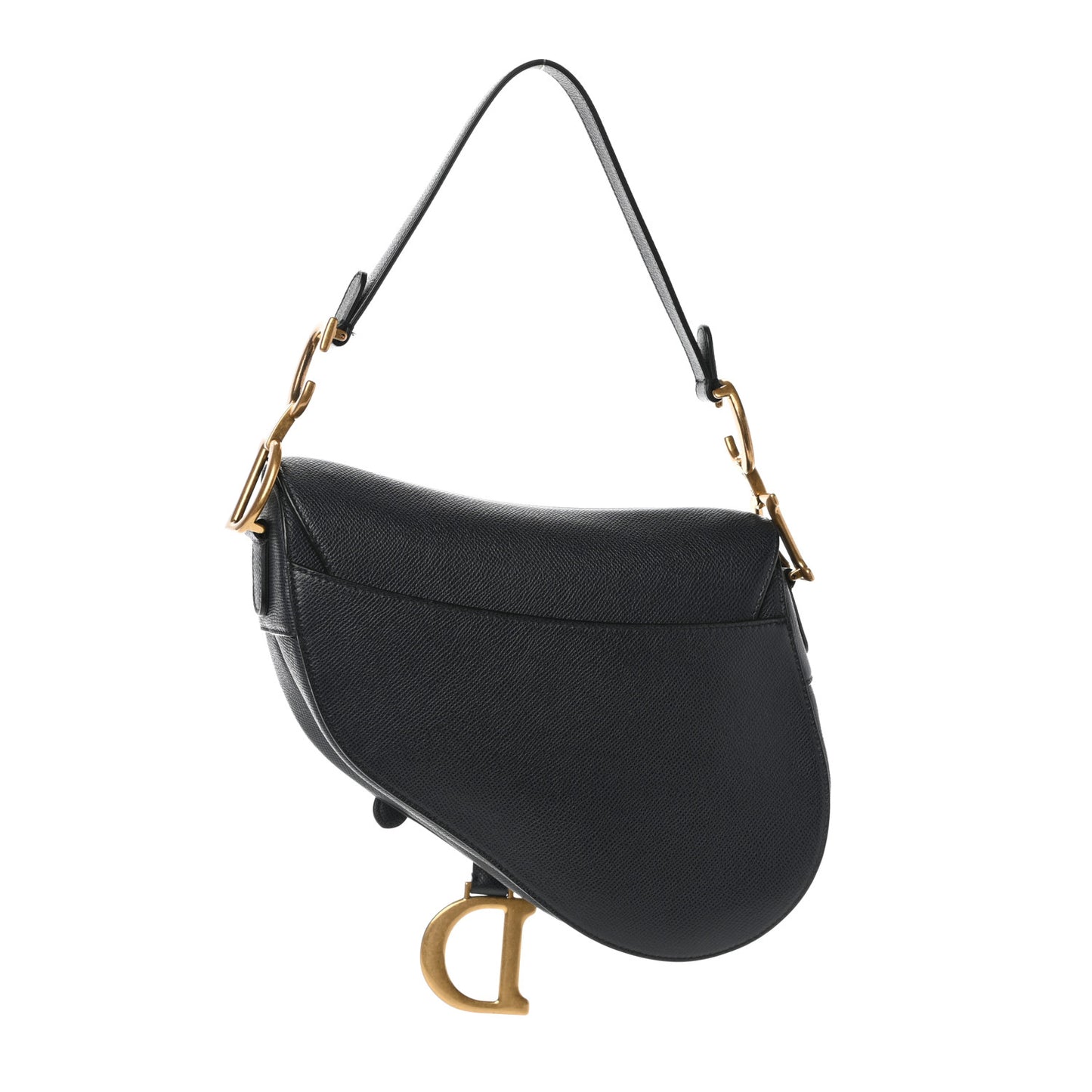 Grained Calfskin Saddle Bag Black