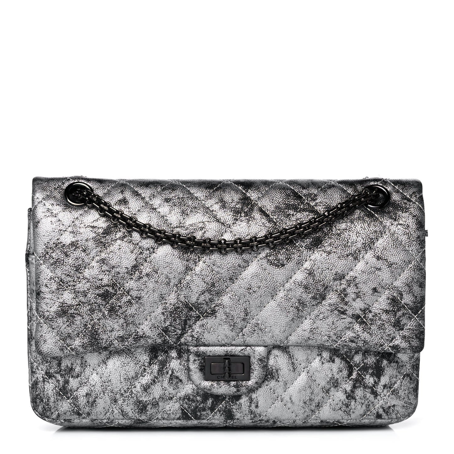 Metallic Caviar Quilted 2.55 Reissue 226 Flap Silver Black