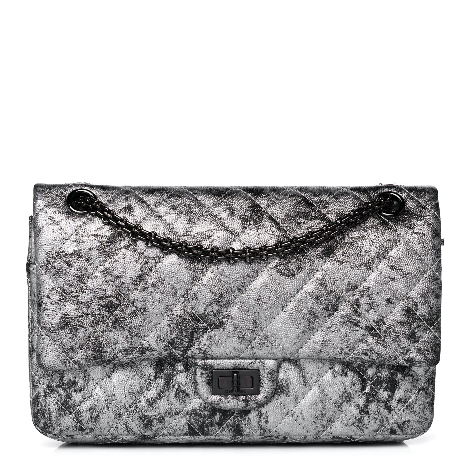 Chanel Metallic Caviar Quilted 2.55 Reissue 226 Flap Silver Black 1 of 15