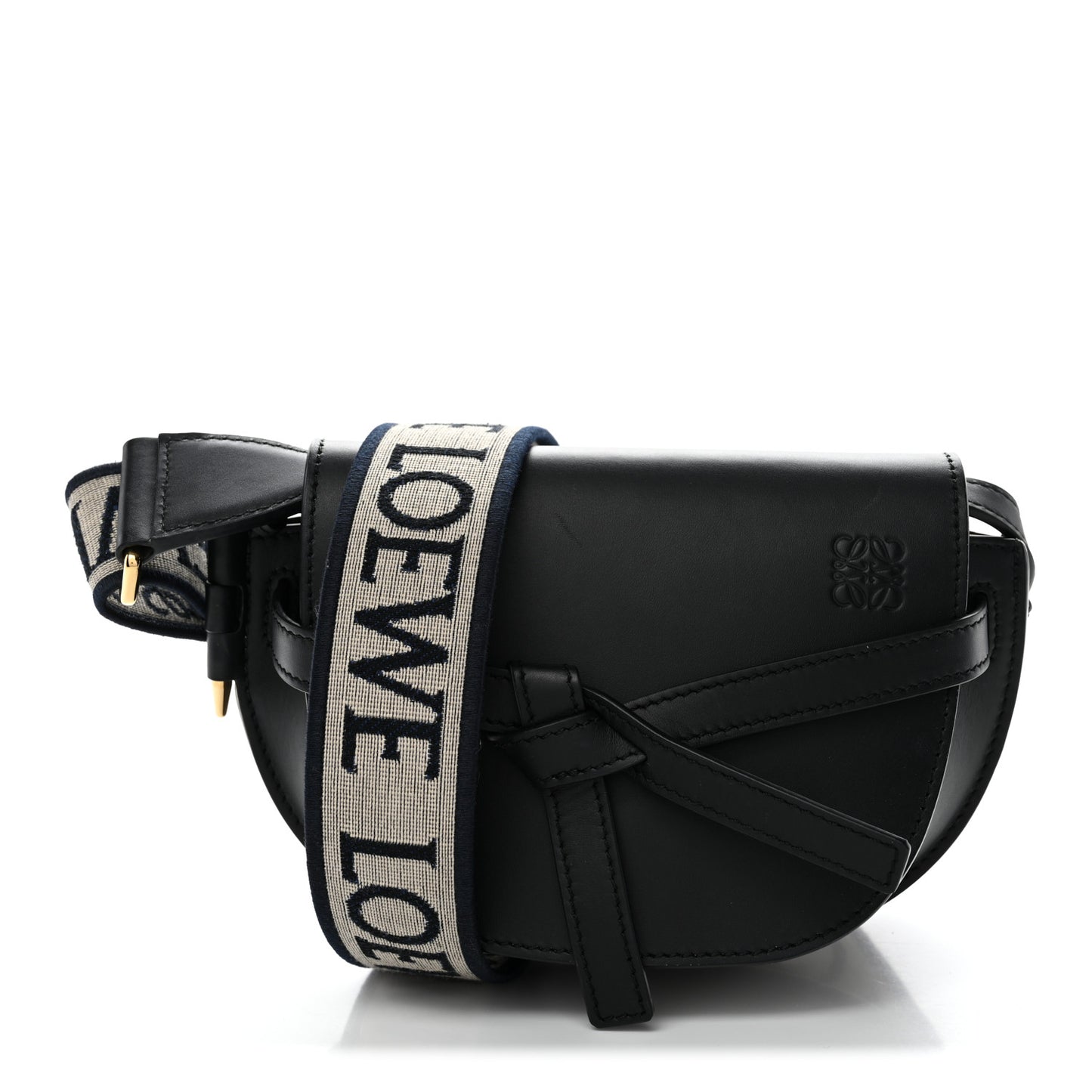 Calfskin Jacquard Mini Gate Dual Bag Black