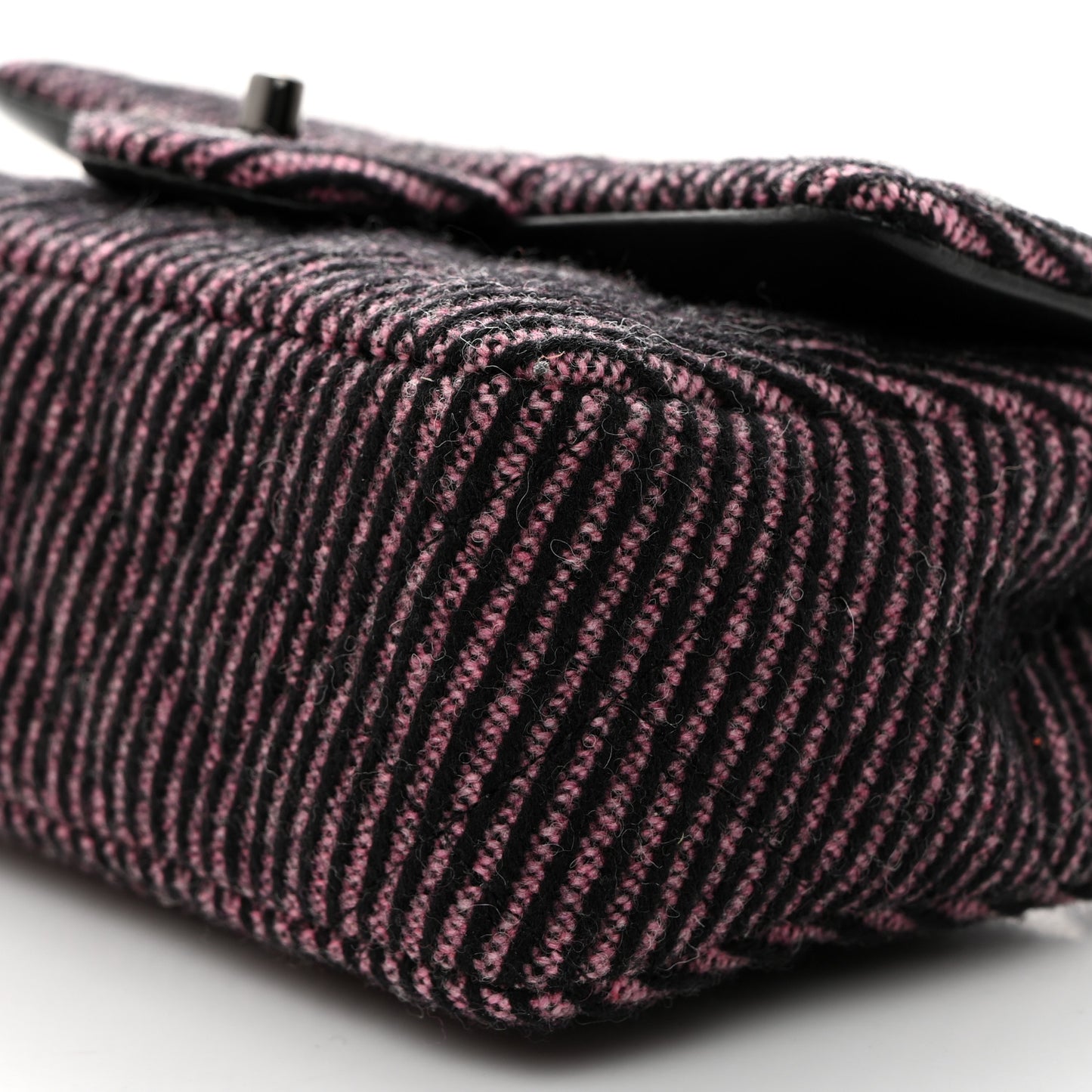 Wool Tweed Quilted Mini Rectangular Flap Pink Black