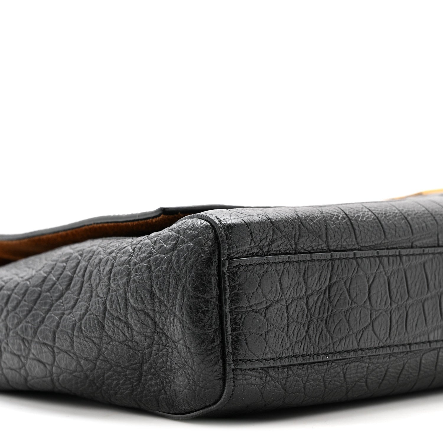 Saint Laurent Calfskin Crocodile Embossed Suede Medium Reversible Monogram Kate Satchel Military Taupe 9 of 12