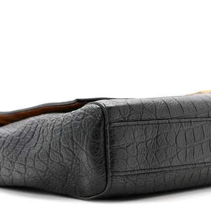Saint Laurent Calfskin Crocodile Embossed Suede Medium Reversible Monogram Kate Satchel Military Taupe 9 of 12