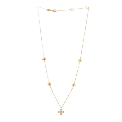Roberto Coin 18K Yellow Gold Diamond Love in Verona Flower Five Station Flower Necklace 3 of 4