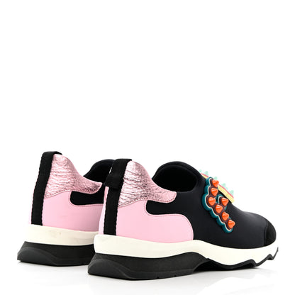 Fendi Neoprene Studded Fun Fair Scuba Sneakers 38 Pink Multicolor 4 of 16